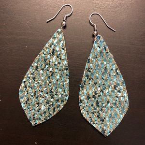 Turquoise mermaid glitter earrings